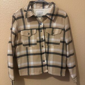 Lucky Brand Tan and Black Plaid Jacket